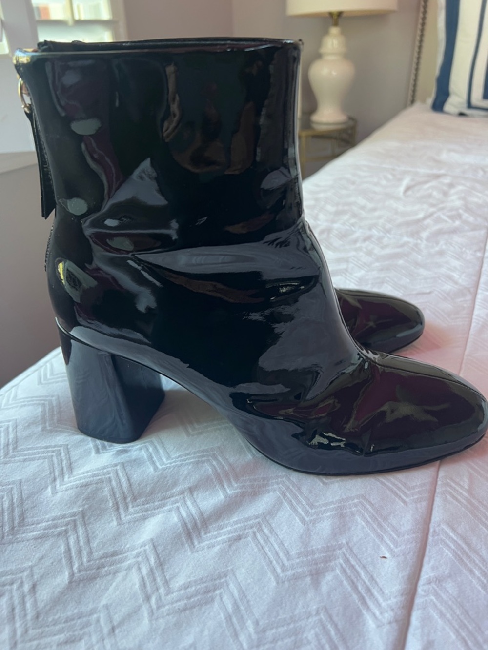Alice + Olivia Mulberry Patent Leather Ankle Boots